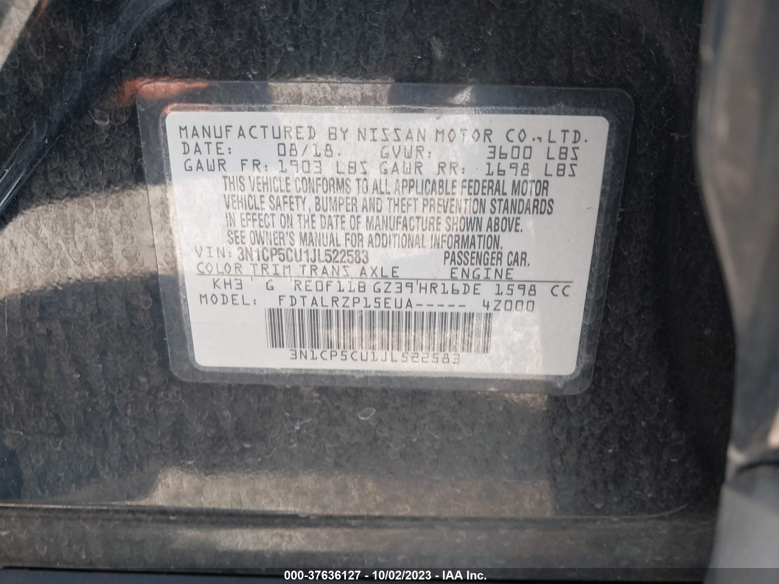 Photo 8 VIN: 3N1CP5CU1JL522583 - NISSAN KICKS 