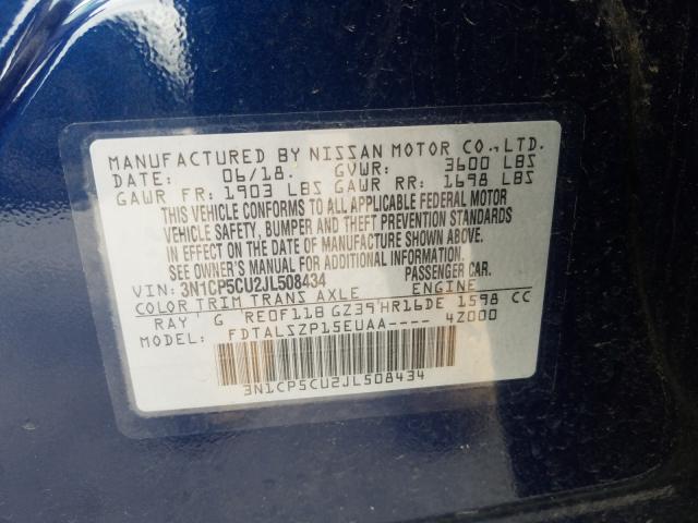 Photo 9 VIN: 3N1CP5CU2JL508434 - NISSAN KICKS S 