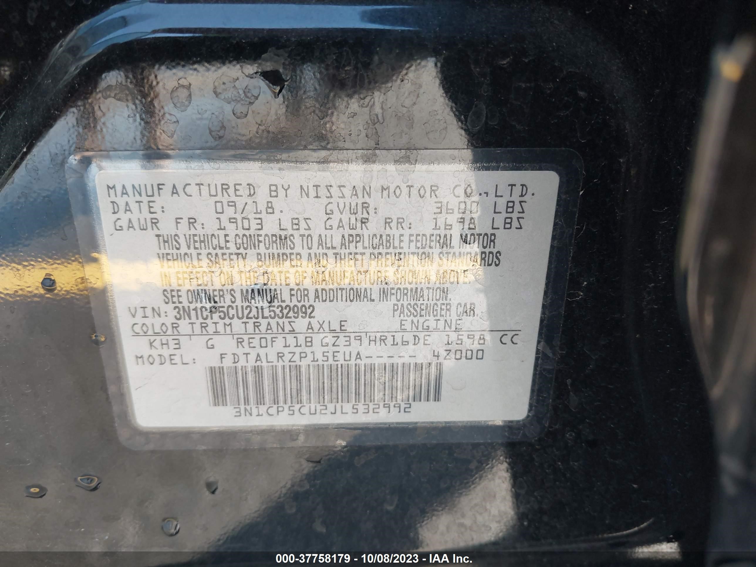 Photo 8 VIN: 3N1CP5CU2JL532992 - NISSAN KICKS 