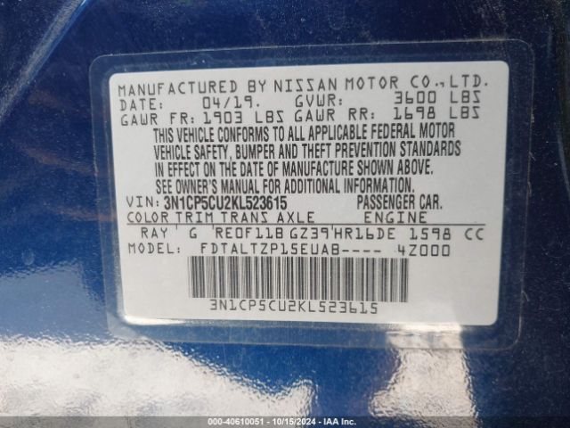 Photo 8 VIN: 3N1CP5CU2KL523615 - NISSAN KICKS 