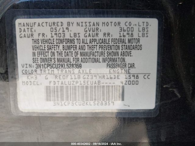 Photo 8 VIN: 3N1CP5CU2KL528359 - NISSAN KICKS 