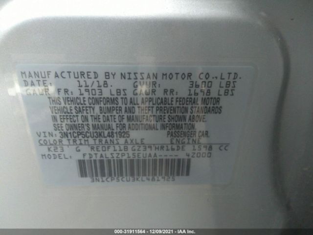 Photo 8 VIN: 3N1CP5CU3KL481925 - NISSAN KICKS 