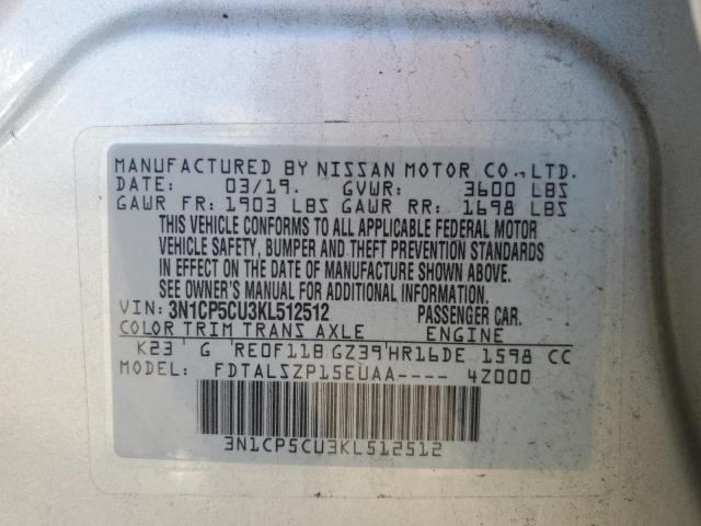 Photo 12 VIN: 3N1CP5CU3KL512512 - NISSAN KICKS S 