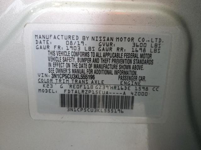 Photo 11 VIN: 3N1CP5CU3KL555196 - NISSAN KICKS S 