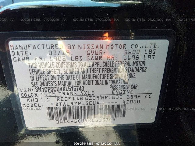 Photo 8 VIN: 3N1CP5CU4KL515743 - NISSAN KICKS 