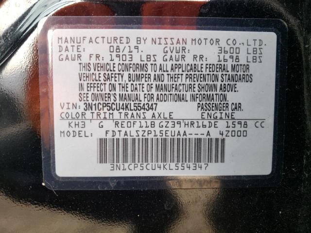 Photo 12 VIN: 3N1CP5CU4KL554347 - NISSAN KICKS S 