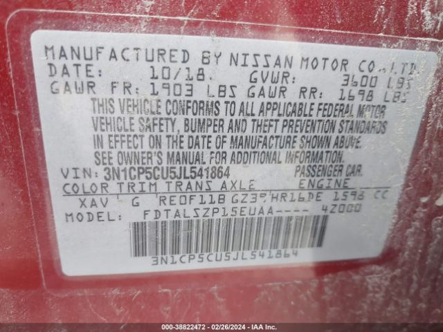 Photo 8 VIN: 3N1CP5CU5JL541864 - NISSAN KICKS 