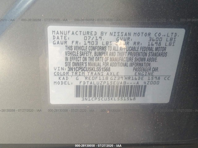 Photo 8 VIN: 3N1CP5CU5KL551568 - NISSAN KICKS 