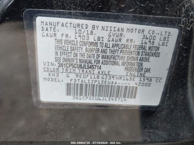 Photo 8 VIN: 3N1CP5CU6JL545714 - NISSAN KICKS 