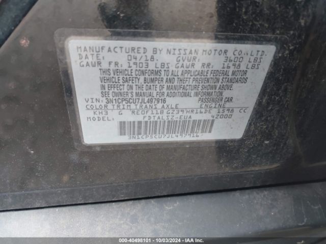 Photo 8 VIN: 3N1CP5CU7JL497916 - NISSAN KICKS 