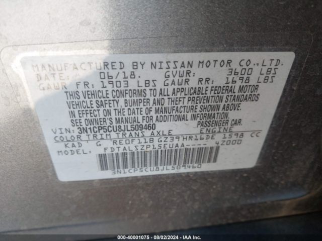 Photo 8 VIN: 3N1CP5CU8JL509460 - NISSAN KICKS 