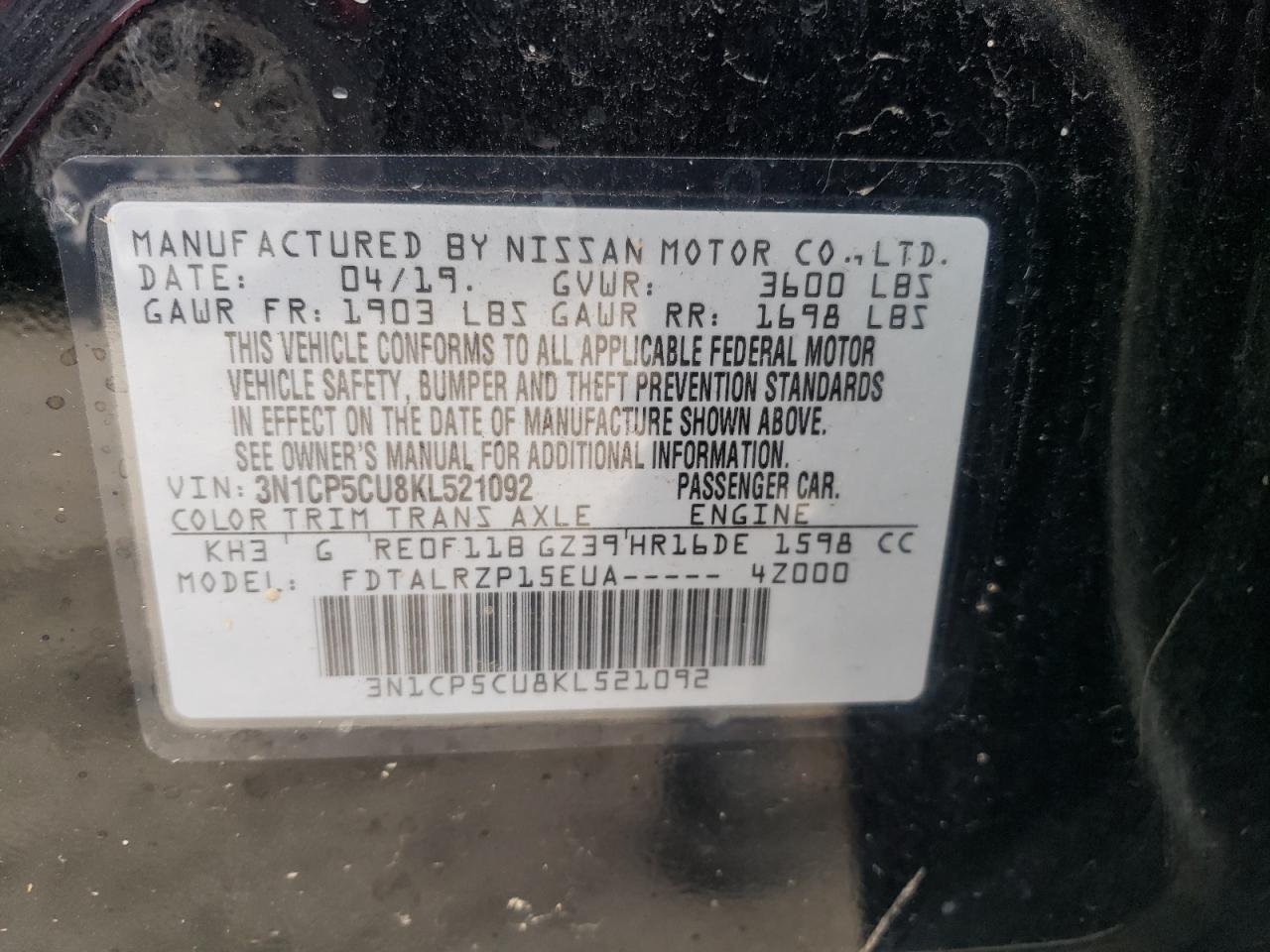 Photo 12 VIN: 3N1CP5CU8KL521092 - NISSAN KICKS 