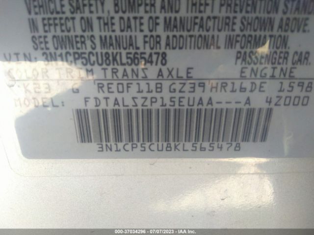 Photo 8 VIN: 3N1CP5CU8KL565478 - NISSAN KICKS 