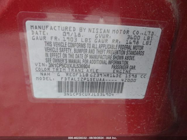 Photo 8 VIN: 3N1CP5CUXJL536904 - NISSAN KICKS 