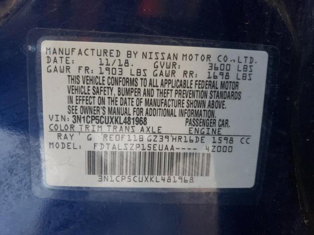 Photo 11 VIN: 3N1CP5CUXKL481968 - NISSAN KICKS S 