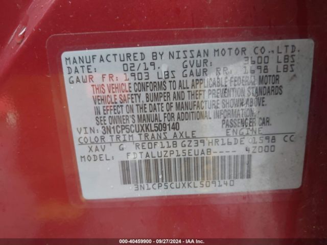 Photo 8 VIN: 3N1CP5CUXKL509140 - NISSAN KICKS 