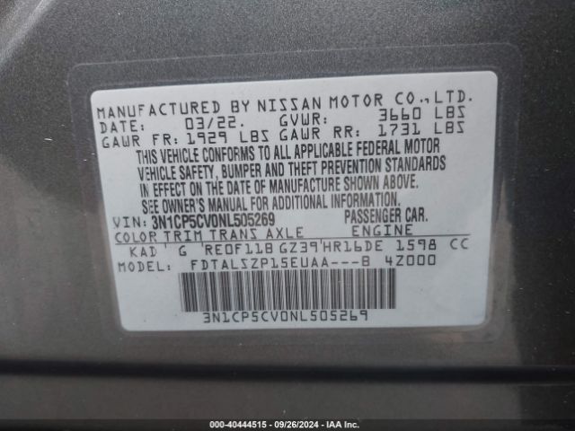 Photo 8 VIN: 3N1CP5CV0NL505269 - NISSAN KICKS 