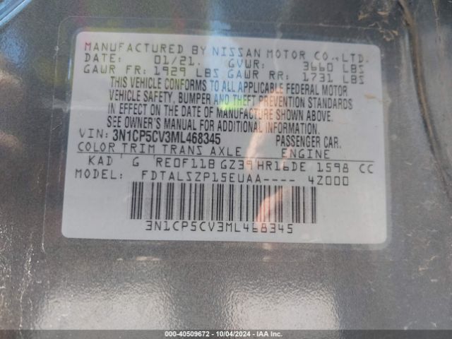 Photo 8 VIN: 3N1CP5CV3ML468345 - NISSAN KICKS 