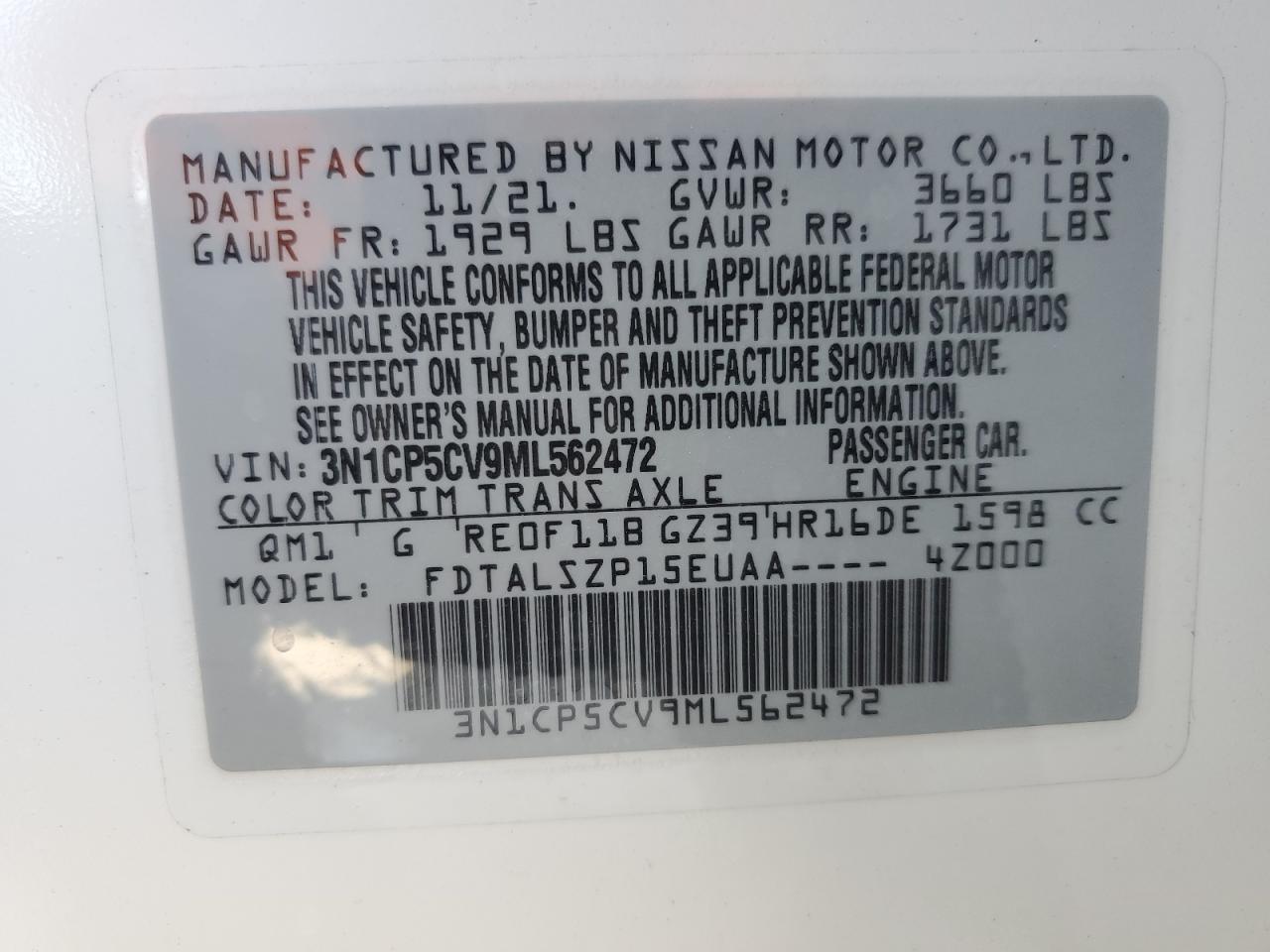 Photo 12 VIN: 3N1CP5CV9ML562472 - NISSAN KICKS 