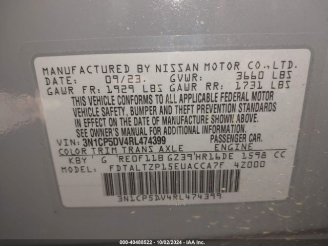 Photo 8 VIN: 3N1CP5DV4RL474399 - NISSAN KICKS 