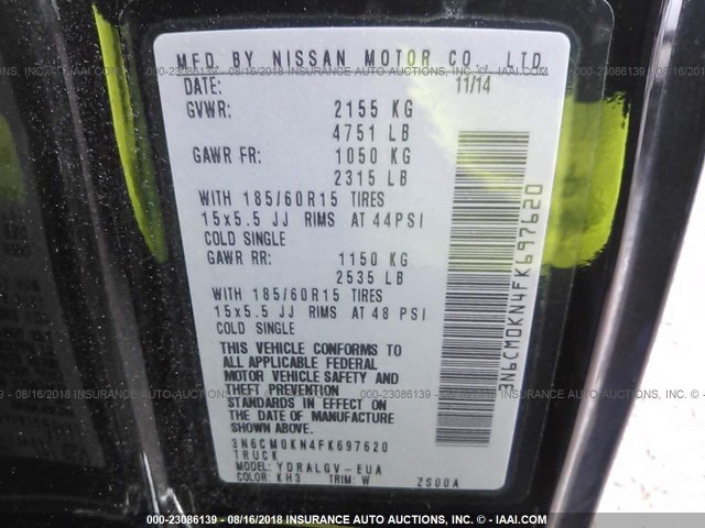 Photo 8 VIN: 3N6CM0KN4FK697620 - NISSAN NV200 