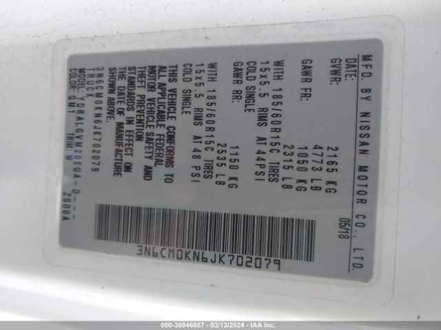 Photo 8 VIN: 3N6CM0KN6JK702079 - NISSAN NV200 