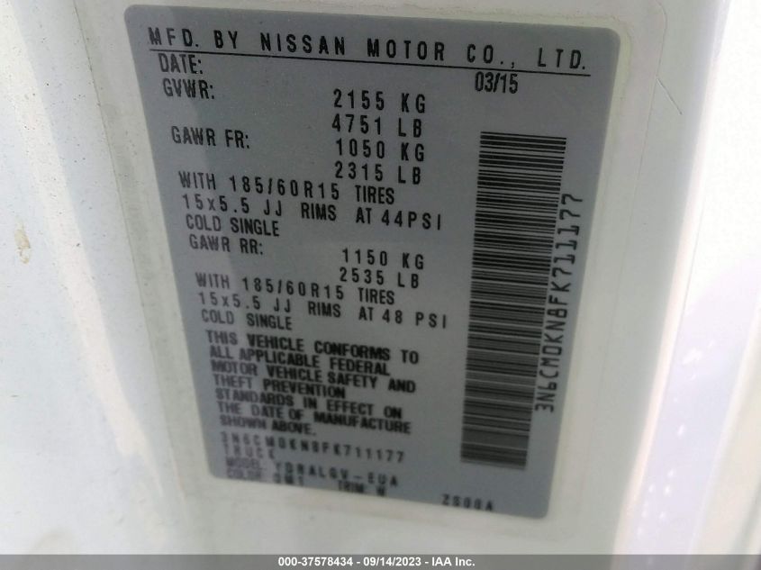 Photo 8 VIN: 3N6CM0KN8FK711177 - NISSAN NV200 