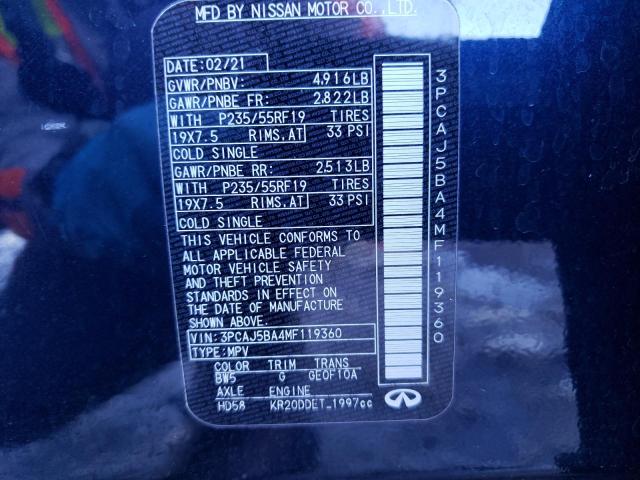 Photo 11 VIN: 3PCAJ5BA4MF119360 - INFINITI QX50 