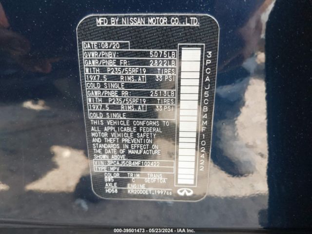 Photo 8 VIN: 3PCAJ5CB4MF102422 - INFINITI QX50 