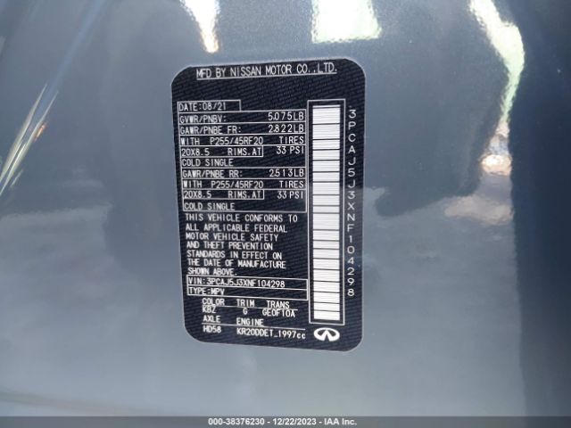 Photo 8 VIN: 3PCAJ5J3XNF104298 - INFINITI QX55 