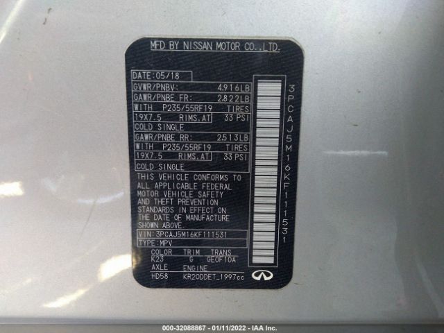 Photo 8 VIN: 3PCAJ5M16KF111531 - INFINITI QX50 