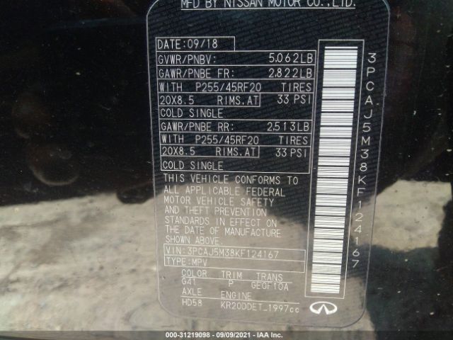 Photo 8 VIN: 3PCAJ5M38KF124167 - INFINITI QX50 