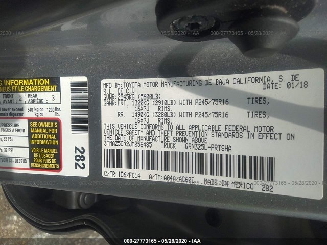 Photo 8 VIN: 3TMAZ5CN2JM056485 - TOYOTA TACOMA 