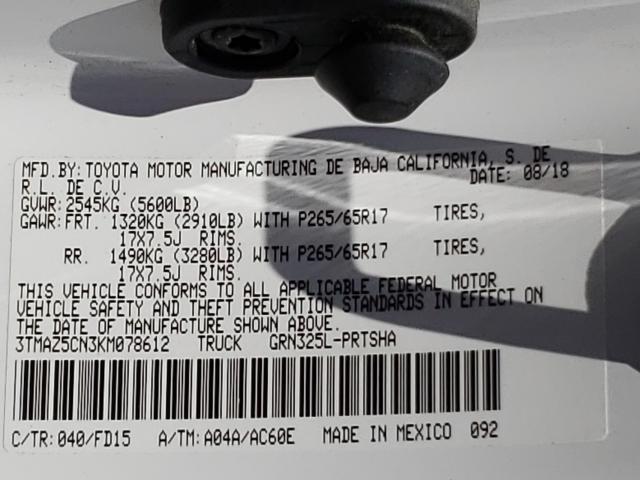 Photo 9 VIN: 3TMAZ5CN3KM078612 - TOYOTA TACOMA DOU 