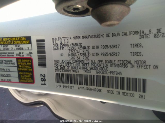 Photo 8 VIN: 3TMAZ5CN4NM174883 - TOYOTA TACOMA 2WD 