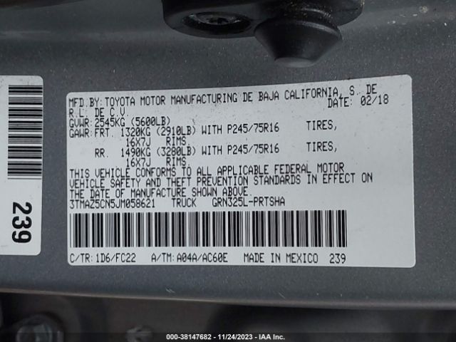 Photo 8 VIN: 3TMAZ5CN5JM058621 - TOYOTA TACOMA 