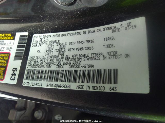 Photo 8 VIN: 3TMAZ5CN6KM111084 - TOYOTA TACOMA 2WD 