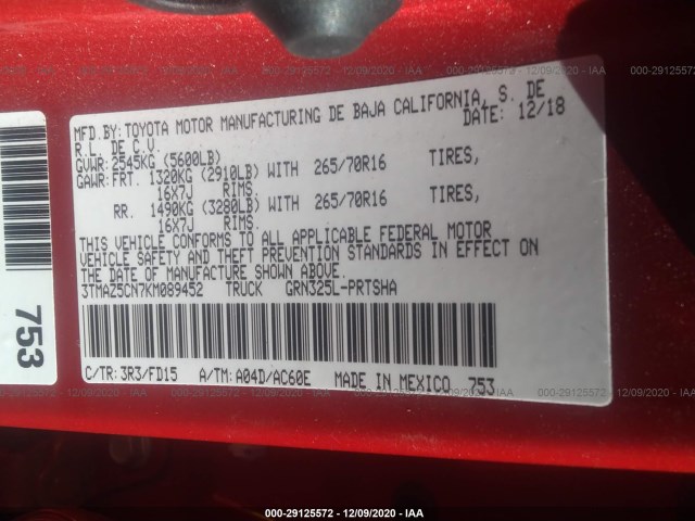 Photo 8 VIN: 3TMAZ5CN7KM089452 - TOYOTA TACOMA DOU 