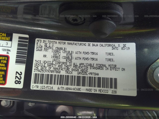 Photo 8 VIN: 3TMAZ5CN7KM097860 - TOYOTA TACOMA 2WD 