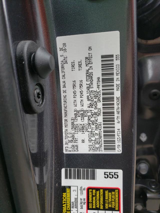 Photo 9 VIN: 3TMAZ5CN8MM143361 - TOYOTA TACOMA DOU 