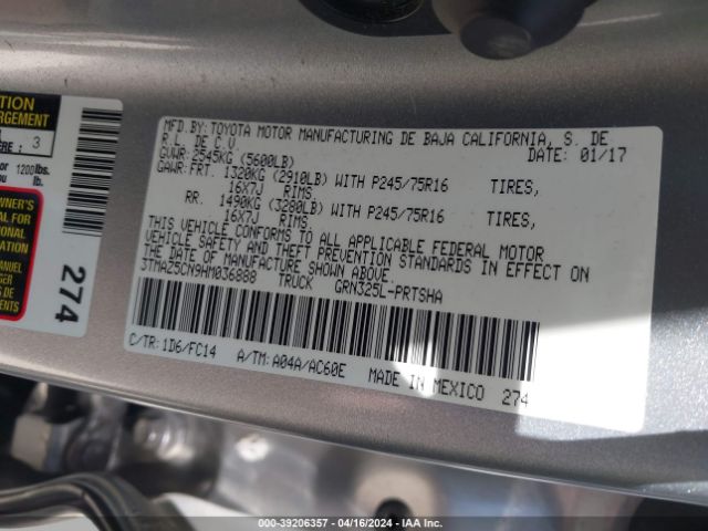 Photo 8 VIN: 3TMAZ5CN9HM036888 - TOYOTA TACOMA 