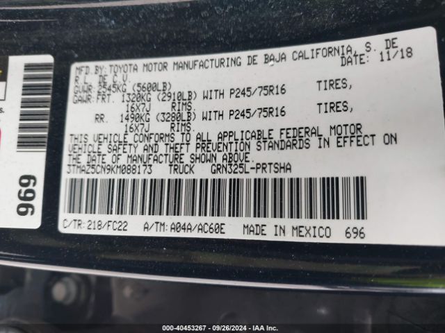 Photo 8 VIN: 3TMAZ5CN9KM088173 - TOYOTA TACOMA 