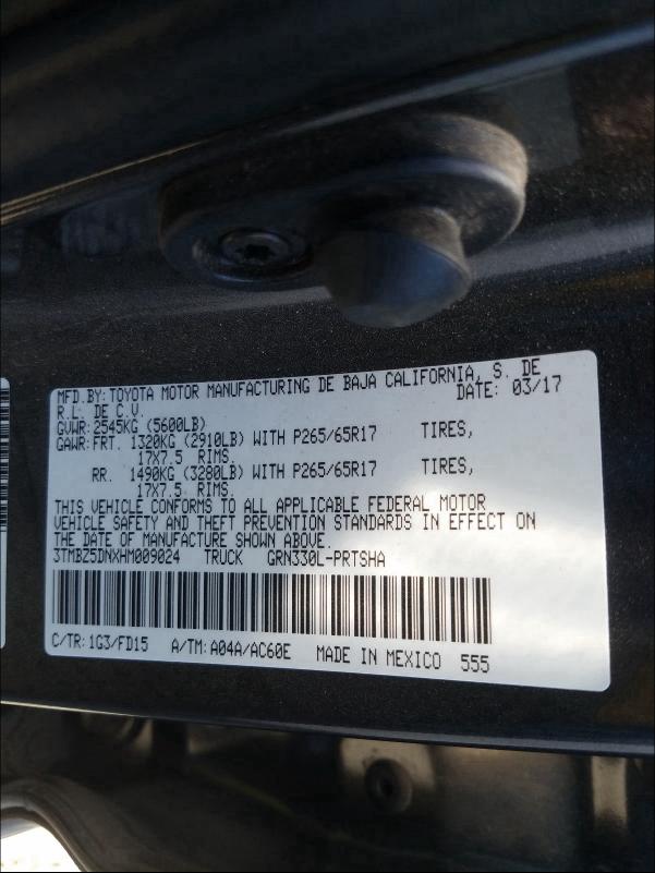 Photo 9 VIN: 3TMBZ5DNXHM009024 - TOYOTA TACOMA DOU 