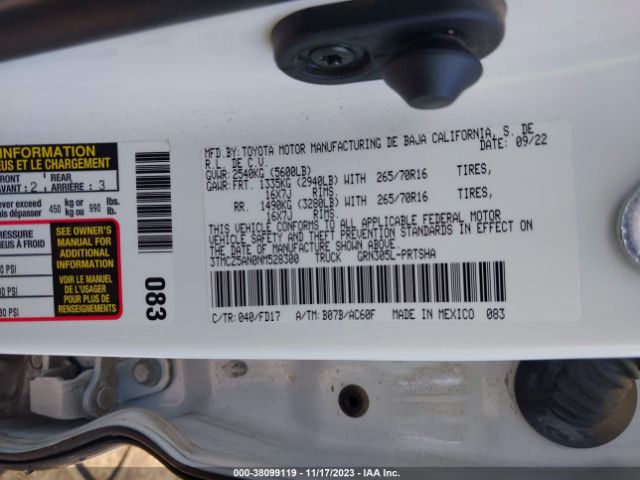 Photo 8 VIN: 3TMCZ5AN0NM528300 - TOYOTA TACOMA 