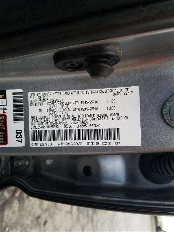 Photo 9 VIN: 3TMCZ5AN1HM105990 - TOYOTA TACOMA DOU 