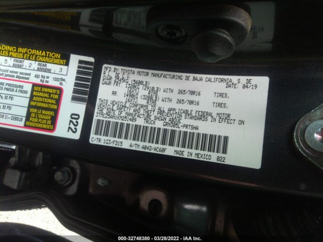 Photo 8 VIN: 3TMCZ5AN1KM251409 - TOYOTA TACOMA 4WD 