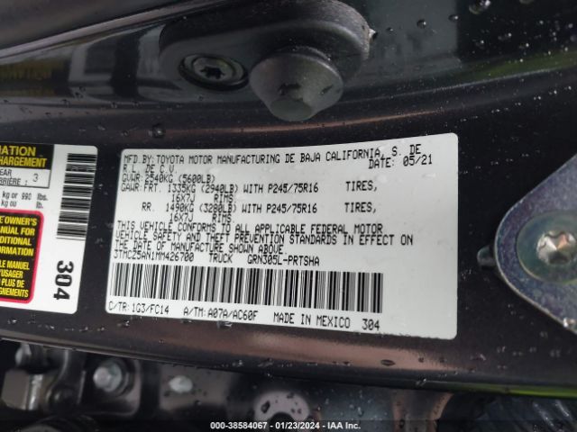 Photo 8 VIN: 3TMCZ5AN1MM426700 - TOYOTA TACOMA 