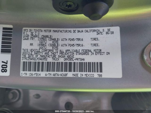 Photo 8 VIN: 3TMCZ5AN2LM346952 - TOYOTA TACOMA 4WD 