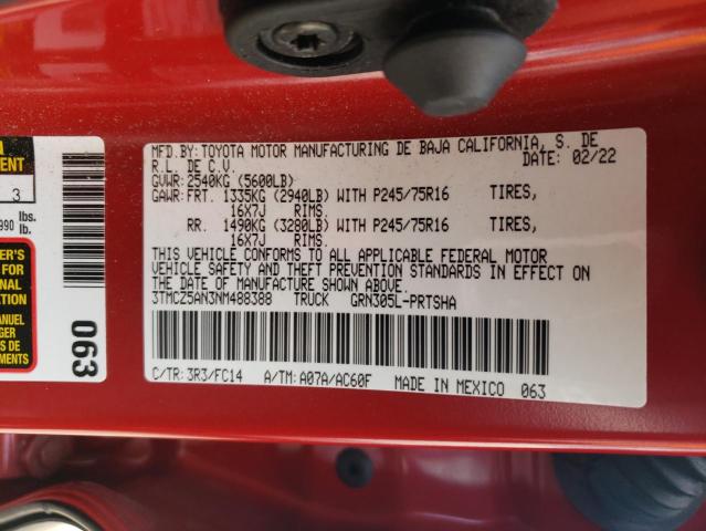 Photo 12 VIN: 3TMCZ5AN3NM488388 - TOYOTA TACOMA 