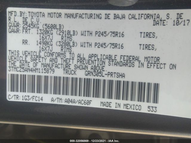 Photo 8 VIN: 3TMCZ5AN4HM115879 - TOYOTA TACOMA 